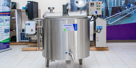 Modern milk pasteurizer equipment for dairy business in Kenya.
