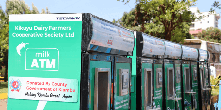 showing a milk atm business set up with Techwin products